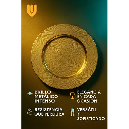 Plato Base Dorado Vajilla Navidad Juego De Plato Dorado 33cm