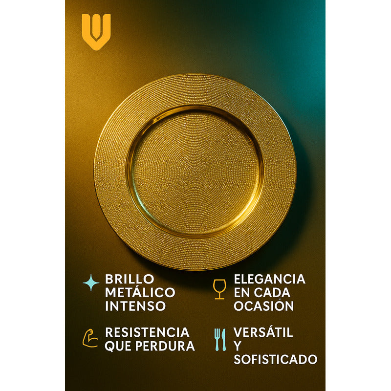 Plato Base Dorado Vajilla Navidad Juego De Plato Dorado 33cm