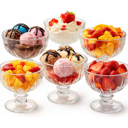 6 Copas Helado Vasos Vidrio Postre Dulces Transparente 200ml Set Copas Postre Vidrio 6 Piezas Helado Sundae Parfait Dessert Ice Cream Bowl 200ml Cristal Transparente Transparente