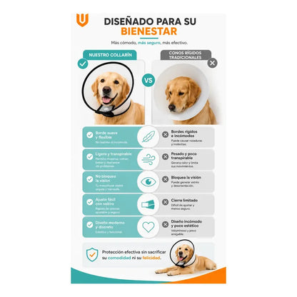 Cono Isabelino Veterinario Canino Felino Postoperatorio Collar Isabelino Recuperacion Quirurgica Mascotas Grandes Protector Veterinario Ajustable Premium Talla 2 Grande Mascotas Perros Gatos...