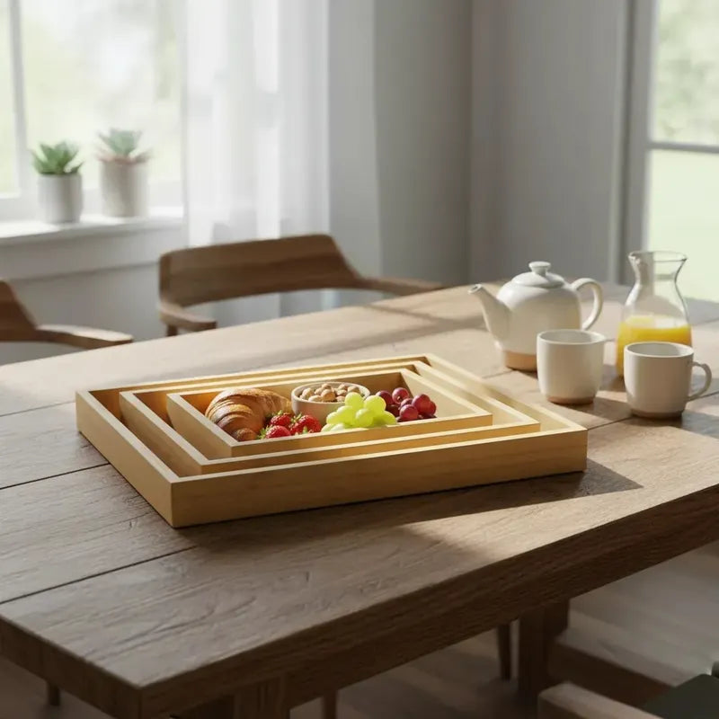 3 Bandeja Desayuno Bambu Ecologico Sostenible Hogar Bambu Marron Bambu Natural Madera Clara Elegante Nordico Artesanal Gourmet Calido Minimalista Cocina Premium