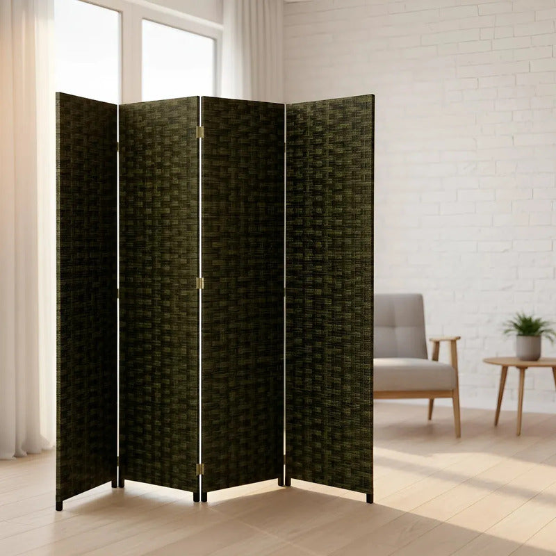 Biombo Separador Ambientes Tela 180cm 4 Paneles Geometrico Verde Naturaleza Intenso Estilo Moderno Decoracion Interior Hogar Oficina Biombo Divisor Ambientes Patron Geometrico Moderno Panel...