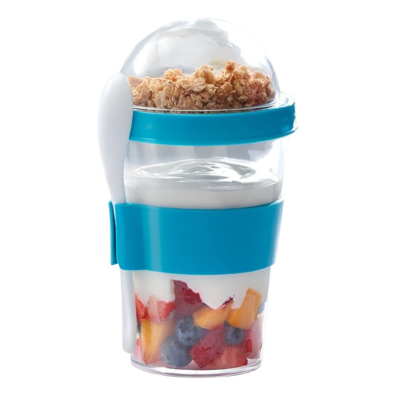 Vaso Snack Acrilico Vaso Con Cuchara Yogurt Cereal 350ml