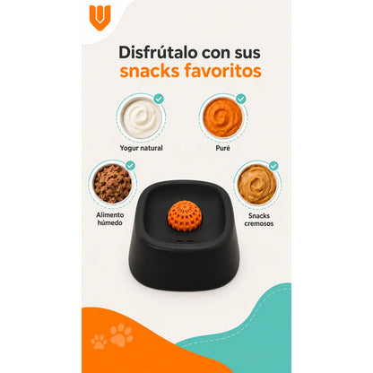 Dispensador Alimento Perros Plato Anti Ansiedad Mascota Negro