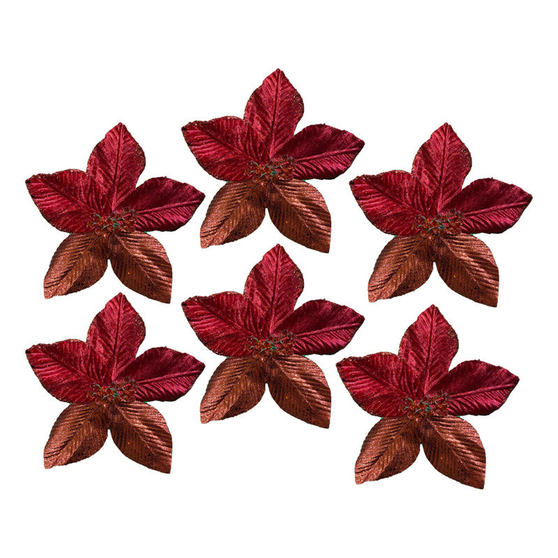 6 Flores Navideñas Adornos Arbol Navidad Flores Decoración