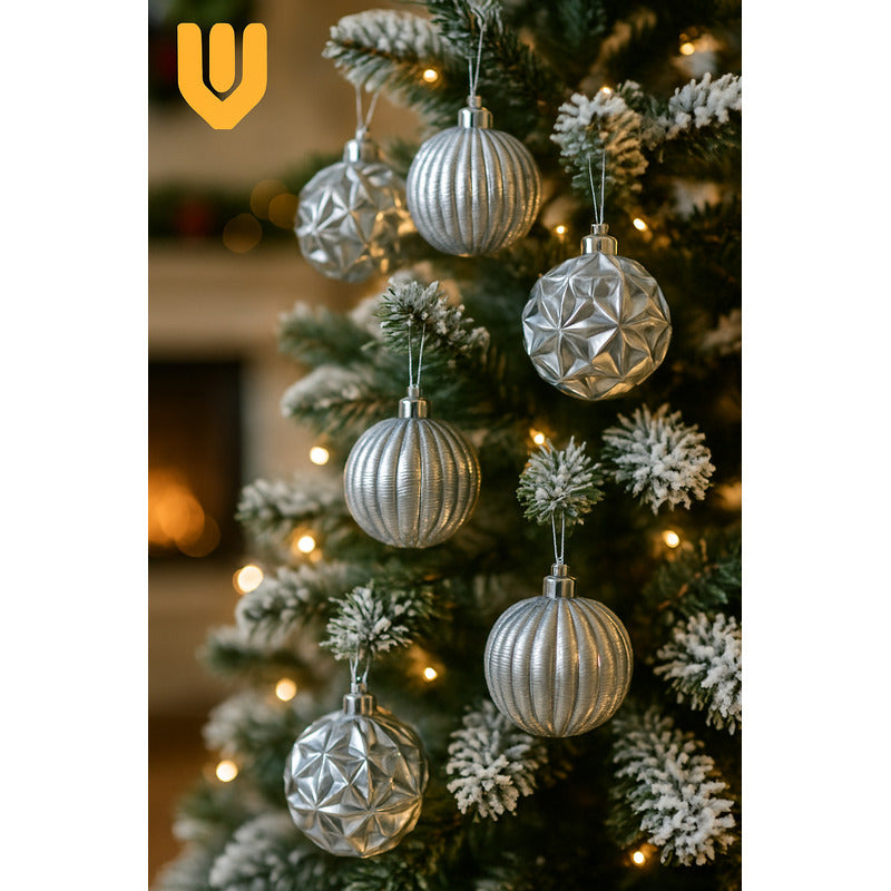 Set 8 Esferas Plástico 12 5 Cm Colgantes Árbol Navidad Dorad