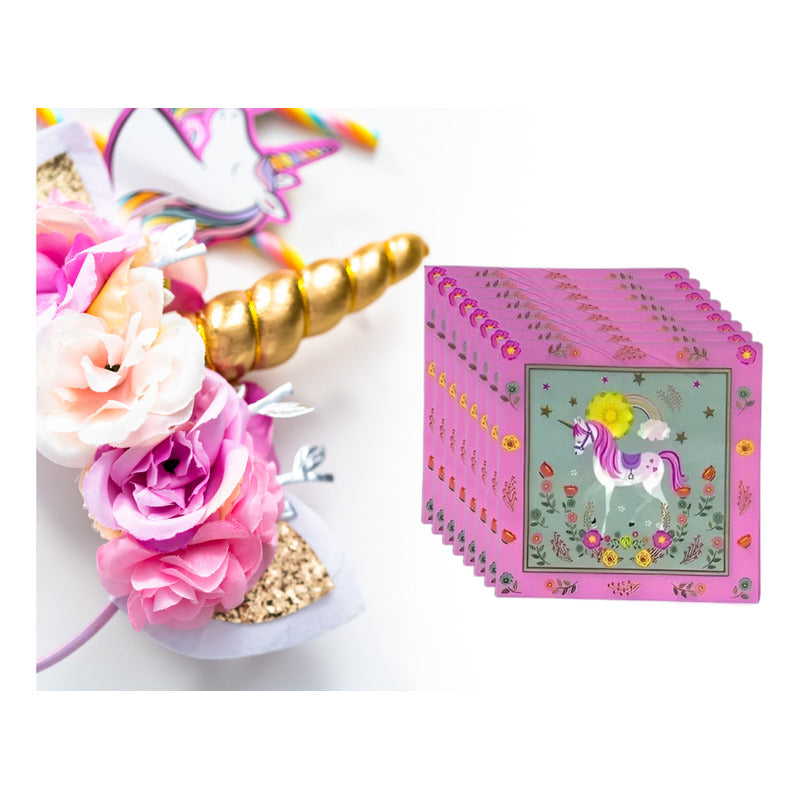 X20 Servilletas Cumpleaños Feliz Cumpleaños  Unicornio  Rosado