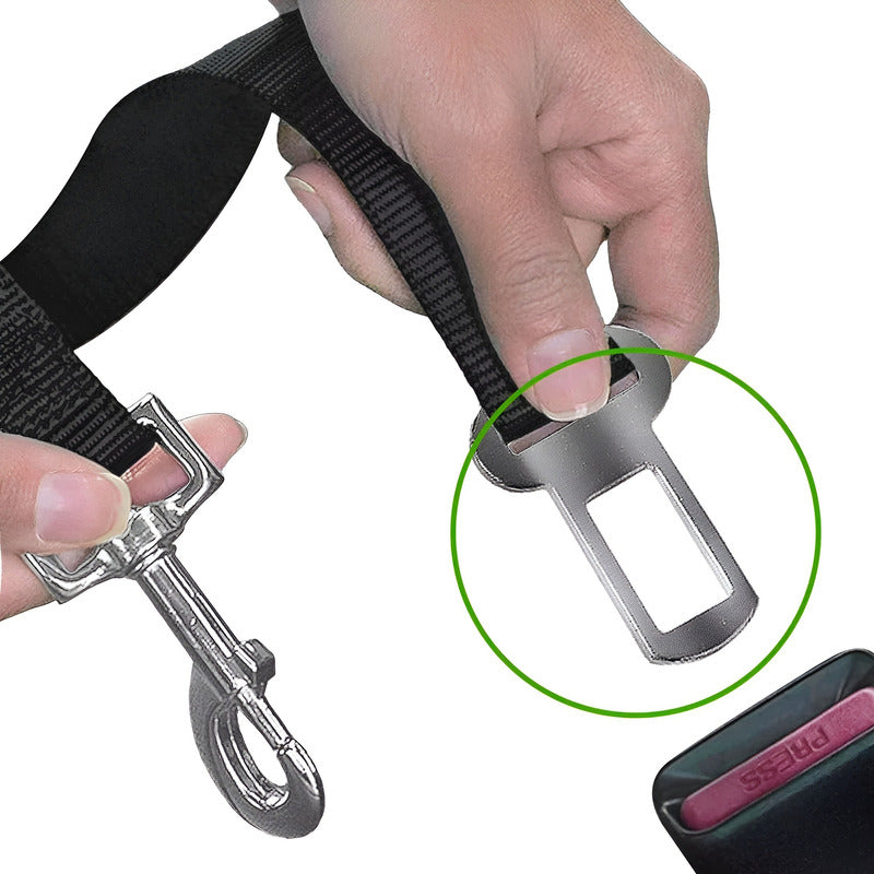 Cinturon Seguridad Color Negro Para Transportar En Auto Mascotas 70cm Negro 70cm