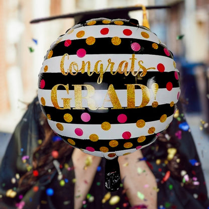 Globo Redondo Metalizado Graduación Decoracion Grado Fiesta