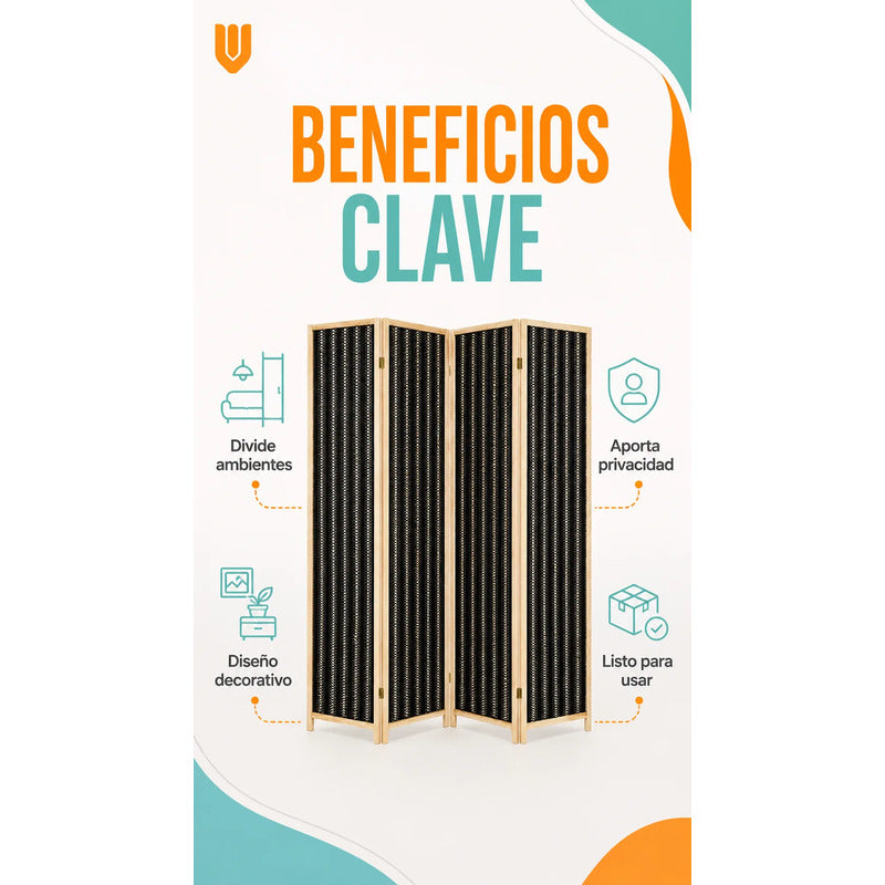 Biombo Separador Ambiente Madera Ratan 4 Paneles 180cm Biombo Ratán Negro Beige 4 Paneles Biombo Ratan Plegable 4 Paneles 180... 180cm