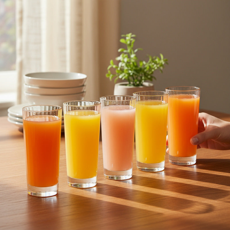 Set 6 Vasos Vidrio Tallado Elegante 250ml Jugos Cocteles Pre Transparente