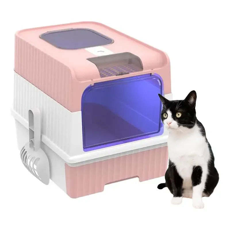 Arenero Xl Baño Sanitario Gatos + Arena Sanitaria Gatos 5kg Rosa