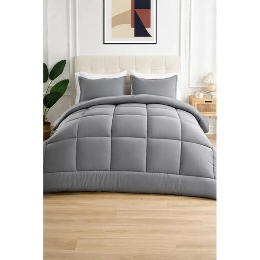 Plumones 2.5 Plazas Nordico Algodon Termico Invierno 250*270 Geometrico Moderno Lineal Minimalista Elegante Patron Uniforme Diseño Nordico Contemporaneo Decorativo Dormitorio Gris Oscuro Elegante...