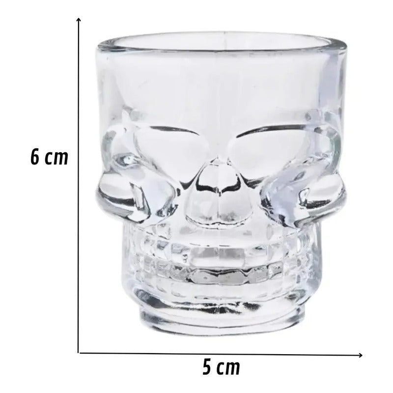 Set 6 Vaso Shot Calavera Tequilero Vasos Shoperos De Vidrio Transparente
