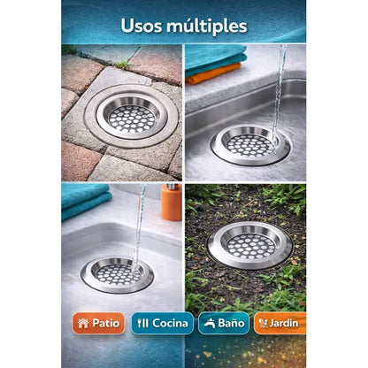Rejilla Filtro Lavaplatos Cocina Bacha Acero Pack 3 Hogar Gris 006-2