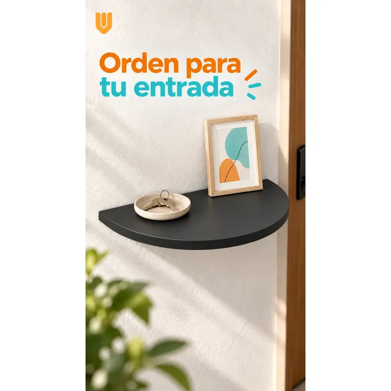 Repisa Flotante Semicircular Mdf Negro 40cm Vitrineon Cl Negro Repisa Mural Flotante Estante Decorativo Organización Recibidor Living Oficina Madera Mdf Muro Concreto Vestidor 40cm