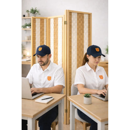 Biombo Separador Oficina Ambientes Divisor 4 Puertas 180 Cm Geométrico Blanco/marrón