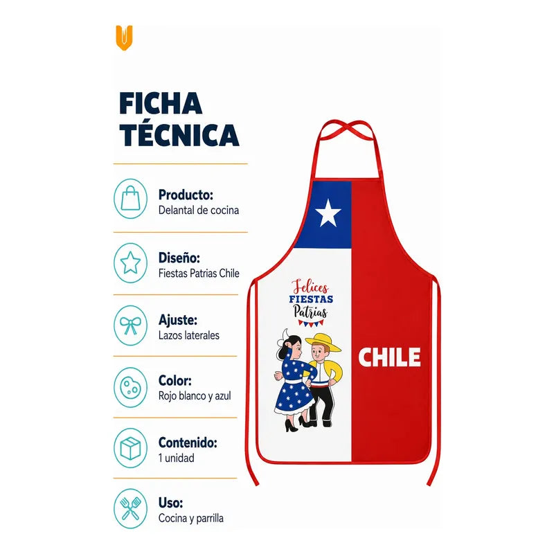 Delantal Para Cocina Fechas Patrias Delantal Festivo Chile