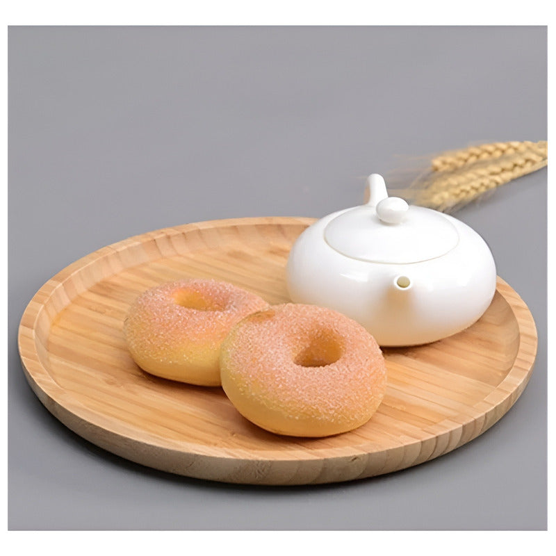 Juego De Vajilla Platos Redondos Bambú Platos Madera 25cm Marrón Claro Tabla Redonda 25cm