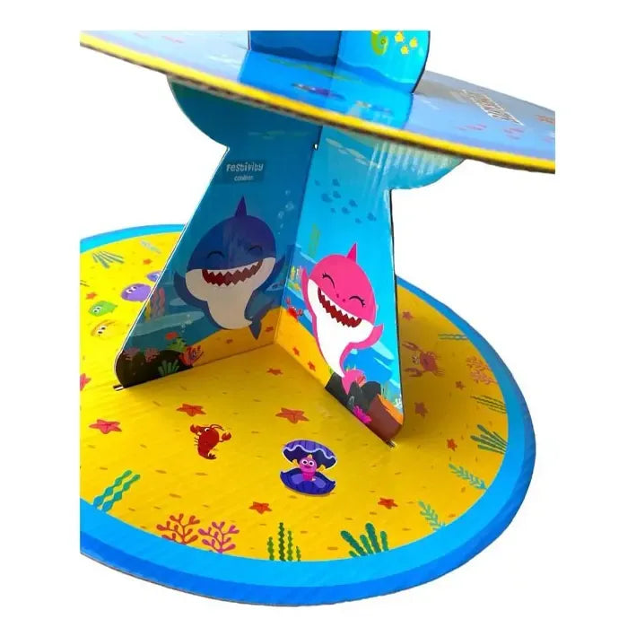 Porta Cupcakes Baby Shark Torre Porta Cupcake Baby Shark Celeste