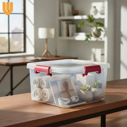 10 Caja Organizadora Transparente Aplilable Almacenamie 6.5l Caja Organizadora Plastico Transparente 6.5l Apilable 28x20x15cm Tapa Multiuso Hogar Oficina Almacenaje Contenedor 5kg Lisa