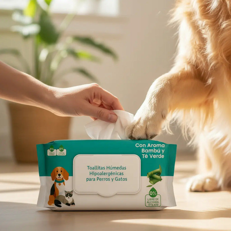 Toallas Humedas Bambu Limpieza Mascota Perro Gato 50und Bambu