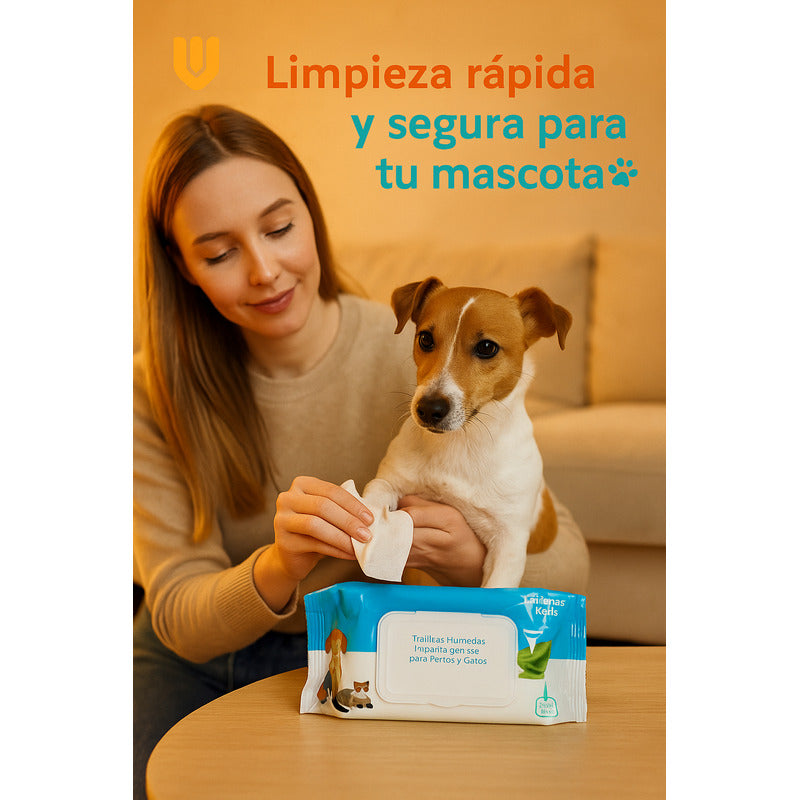 Toallas Humedas Aloe Vera  Mascota Limpieza Perro Gato 50und