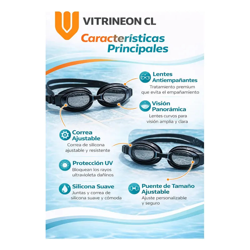 Lentes Natacion Niños Piscina Silicona Suave Vision Clara