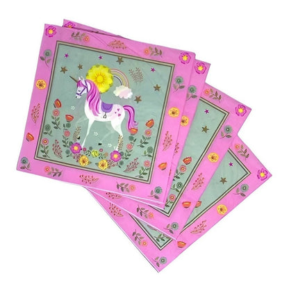 Set Platos Vasos Servilletas Decoración Cumpleaños Unicornio Unicornio
