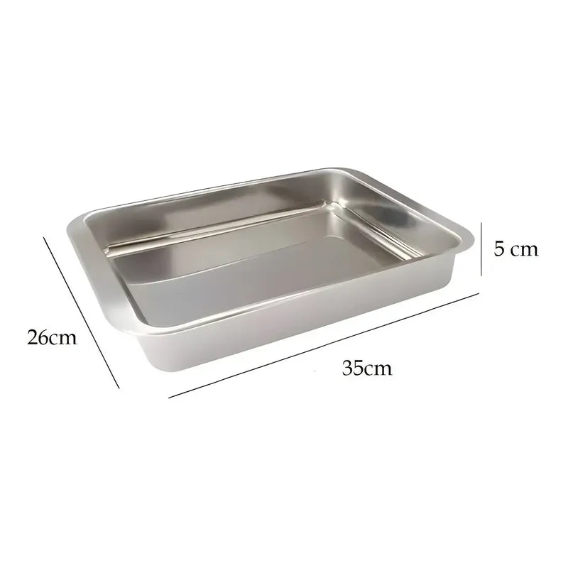 2 Bandeja Para Horno Bandeja Acero Inoxidable Multiuso 35x26 Gris Claro