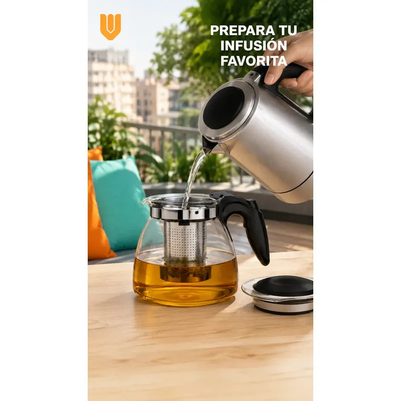 X8 Tetera Vidrio Infusor Te Tetera Infusora Con Filtro 900ml Transparente