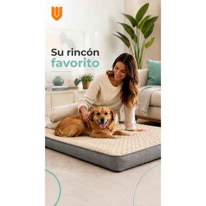 Cama Mascotas Perros Acolchada Resistente Lavable 90x72cm Color Beige
