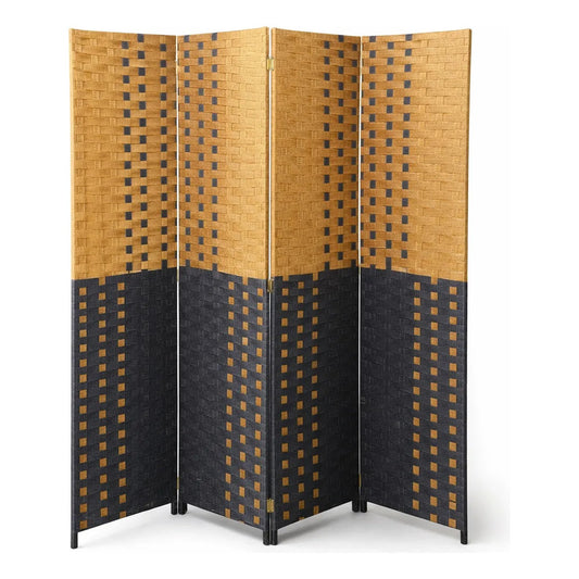 Biombo Tela Moderno 4 Puertas Separador Ambientes 180 Cm Liso Separador Interior Ratan Liso 4 Paneles 180x180 Estilo Moderno Decorativo Hogar Oficina Marron Negro
