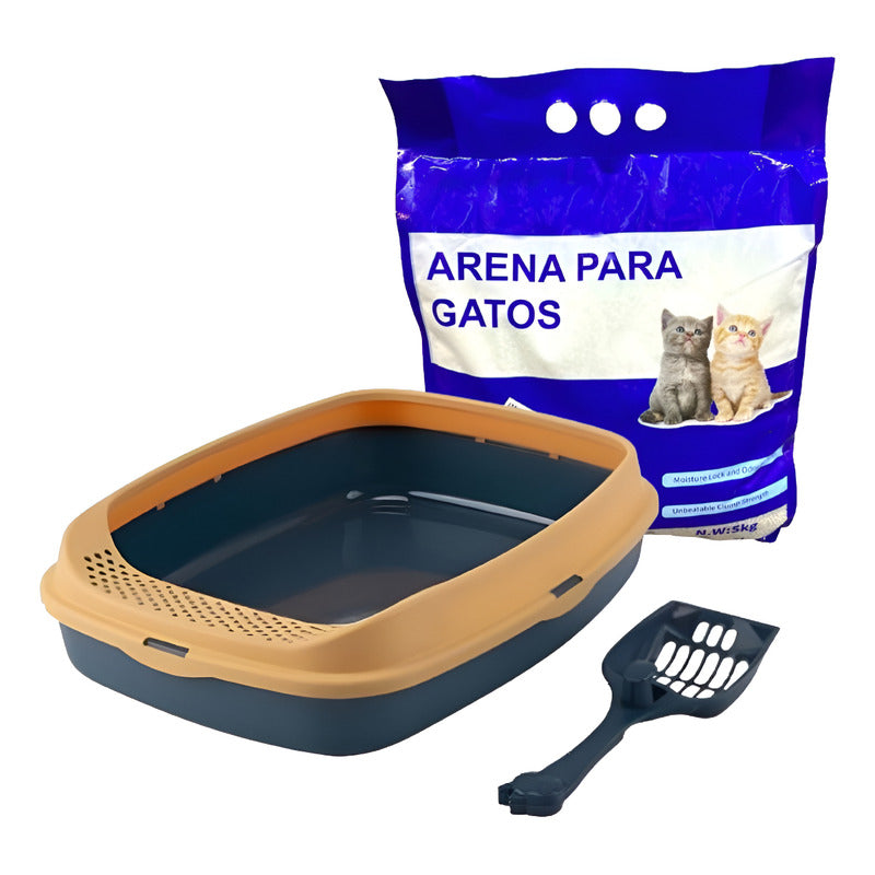 Arenero Para Gatos Caja + Arena Para Gatos Aglutinante 5kg
