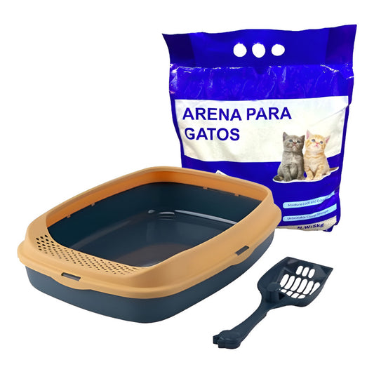 Arenero Para Gatos Caja + Arena Para Gatos Aglutinante 5kg