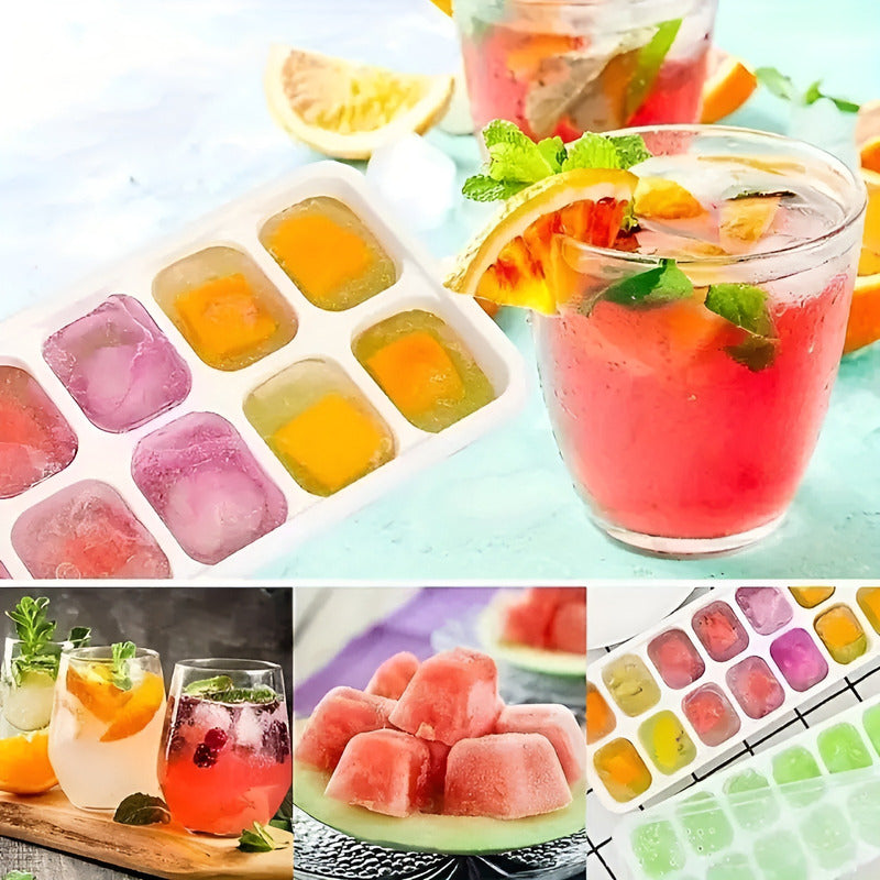 Molde De Hielo Cubetera De Silicona Hielera Con Tapa Hielo Al Azar