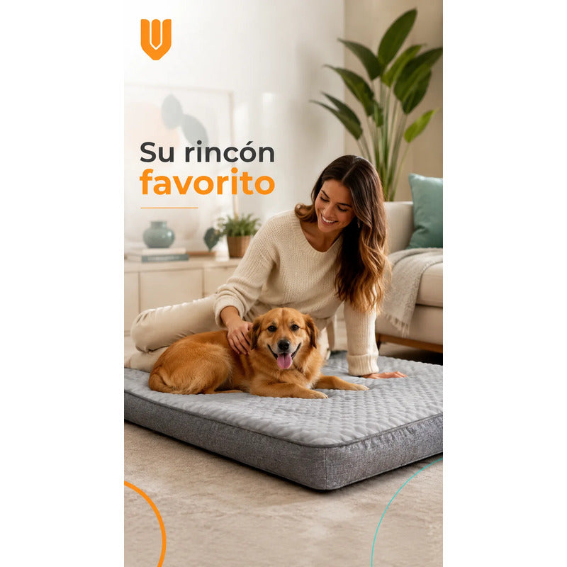 Cama Mascotas Perros Acolchada Resistente Lavable 90x72cm Color Gris