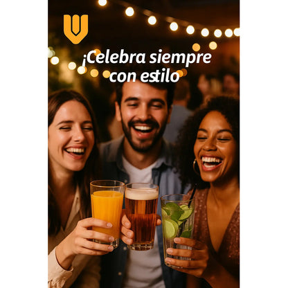 Vasos Vidrio Grueso 330 Ml Alta Durabilidad Set 6 Premium Transparente