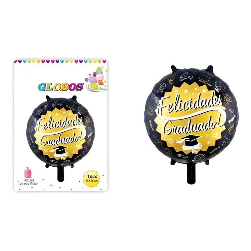 Globo Redondo Metalizado Graduación Decoracion Grado Fiesta
