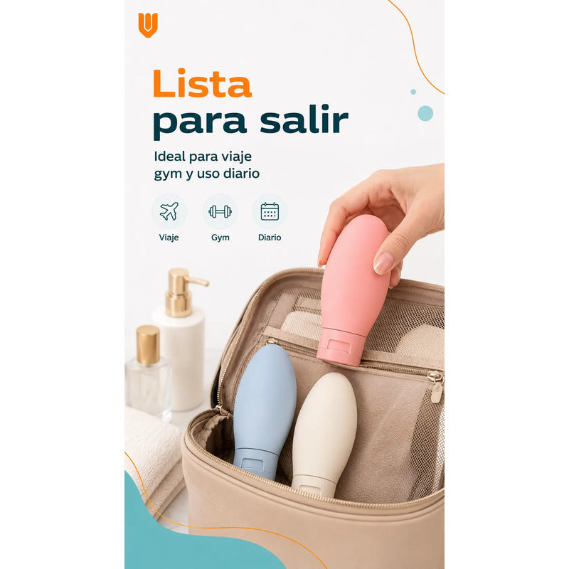 Set 11 Botella Viaje Portátil Contenedores Accesorio Shampoo Multicolor