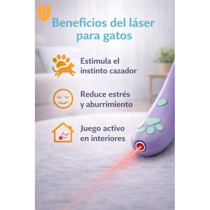 Juguete Varita Led Multicolor Mascotas Estimulo Interactivo Juguete Caza Felina Proyector Ratón Luz Multicolor Estimulacion Instinto Agilidad Diversion Interior Laser