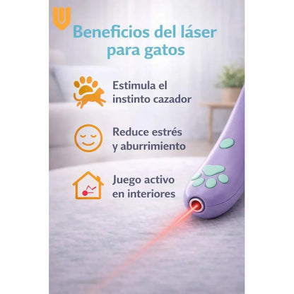 Juguete Varita Led Multicolor Mascotas Estimulo Interactivo Juguete Caza Felina Proyector Ratón Luz Multicolor Estimulacion Instinto Agilidad Diversion Interior Laser