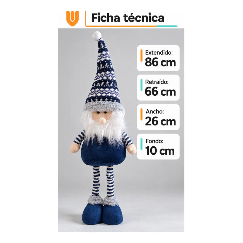 Muñeco Pascuero Navideño 86cm Retraible Decorativo Figura Blanco Muñeco Adorno Navideño Muñeco Papá Noel Viejito Pascuero Santa Claus Gorro Barba Blanca Figura Verdes Cascabel 86cm Retraible Pascuero