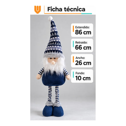Muñeco Pascuero Navideño 86cm Retraible Decorativo Figura Blanco Muñeco Adorno Navideño Muñeco Papá Noel Viejito Pascuero Santa Claus Gorro Barba Blanca Figura Verdes Cascabel 86cm Retraible Pascuero