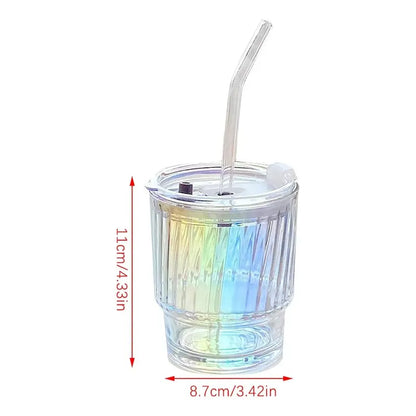 Pack X4 Vasos Con Bombilla Transparente Vaso De Vidrio Jugos