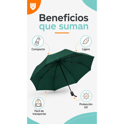 Parasol Retractil Sombrilla Plegable Paragua Lluvia 8 Varill