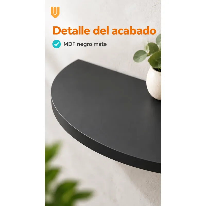 Repisa Flotante Semicircular Mdf Negro 40cm Vitrineon Cl Negro Repisa Mural Flotante Estante Decorativo Organización Recibidor Living Oficina Madera Mdf Muro Concreto Vestidor 40cm