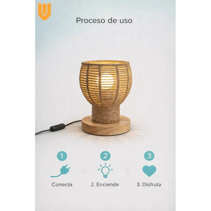 Lampara Sobremesa Luz Suave Iluminacion Habitacion Oficina Noche Mesa Bambu Iluminacion Ambiental Led E27 Estilo Clasico Natural Luz Calida Dormitorio Color Marron Claro Lampara Mesa Bambu...
