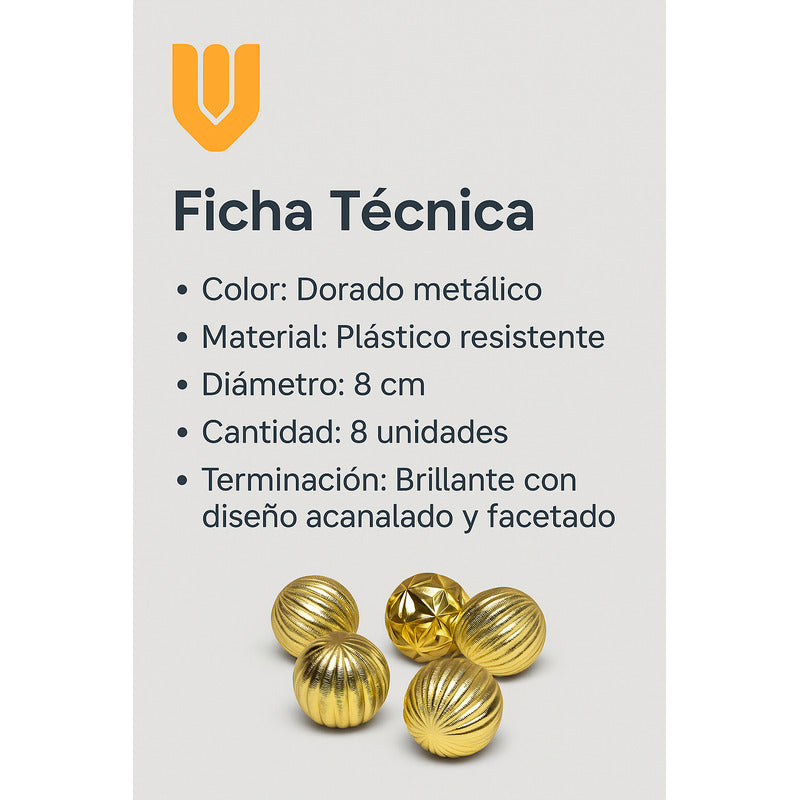 Set 8 Esferas Navideñas Plástico 12 5 Cm Bola Navidad Decora