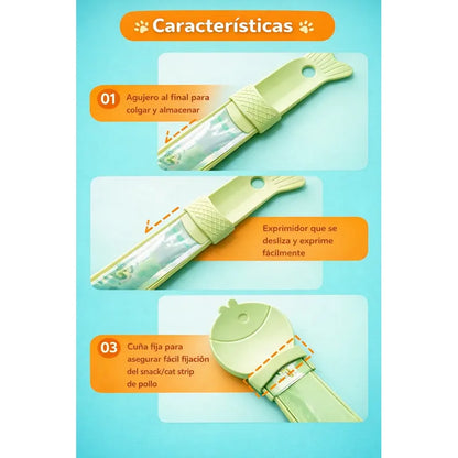 Cuchara Dispensadora Churu Snack Cremoso Alimento Mascotas Al Azar Cuchara Dispensadora Snack Cremoso Mascotas Churu Plastico Manual Interactivo 26cm Alimentacion Perros Gatos